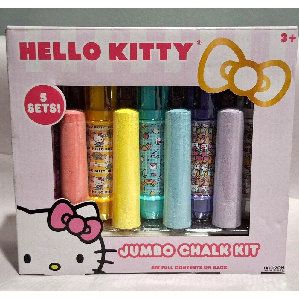 Hello Kitty Jumbo Chalk Kit 5 Sets Sidewalk Art Stencil Horizon Group New